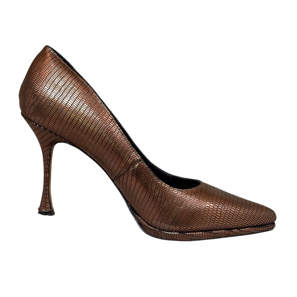 Vince Camuto Puntolis Leather Pumps Sandals Bronze‎ Brown Studio Lizard Size 9.5 - Picture 1 of 9
